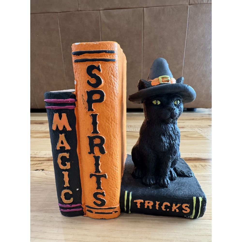 Ashland Halloween Electric Tabletop Decor Magic Trick Book Stack With Black Cat